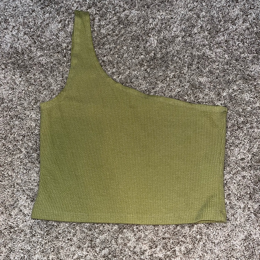 GREEN One Shoulder Me To We Tank Top